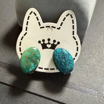 천연 터콰이즈 귀찌 좌우 비대칭