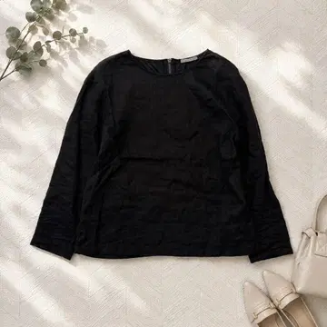 Theory luxe 린넨 린넨 긴팔 블라우스 풀오버 블랙 40 L