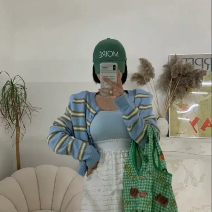 엔티크제이 믹스 펑키 스트라이프 가디건
