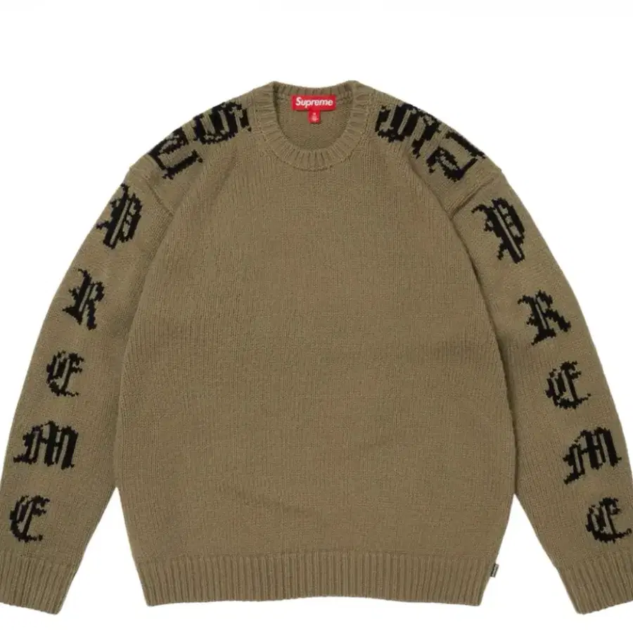 S,M,L,XL 슈프림 올드 잉글리쉬 슬리브 스웨터 올리브 - 26SS