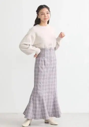 eart 체크 무늬 하이웨스트 머메이드 스커트