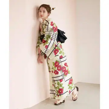 Dita 유카타 세트 오비 포함 환상 다이쇼 로망 꽃무늬 고전