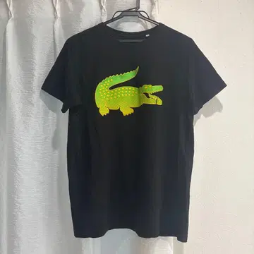 LACOSTE 라코스테 프린트 T셔츠 반팔 블랙 L