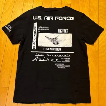 AVIREX USAF 빅 로고 T셔츠 블랙 L 사이즈