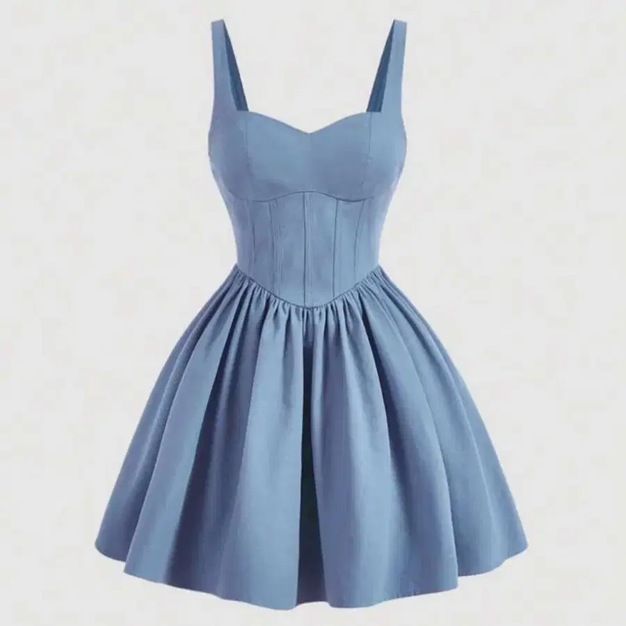 SHEIN 하늘색 스카이블루 하트넥 코튼 면소재 뷔스티에 코르셋 원피스 XS