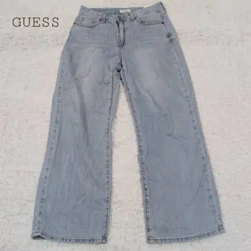 게스 GUESS 데님 팬츠 와이드 스트레이트 청바지 여성용