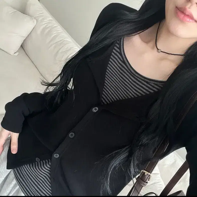 단가라 이너 일체형 레이어드 상의