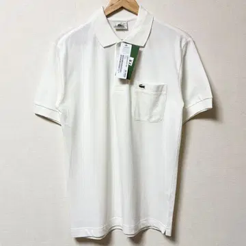 미사용 새상품 택 포함 LACOSTE 반팔 피케 셔츠 화이트 악어 로고 자수