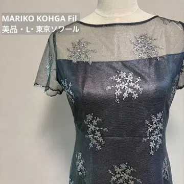 새상품급 마리코 코우가 도쿄 소와르 롱 드레스 원피스 자수 라메 시어