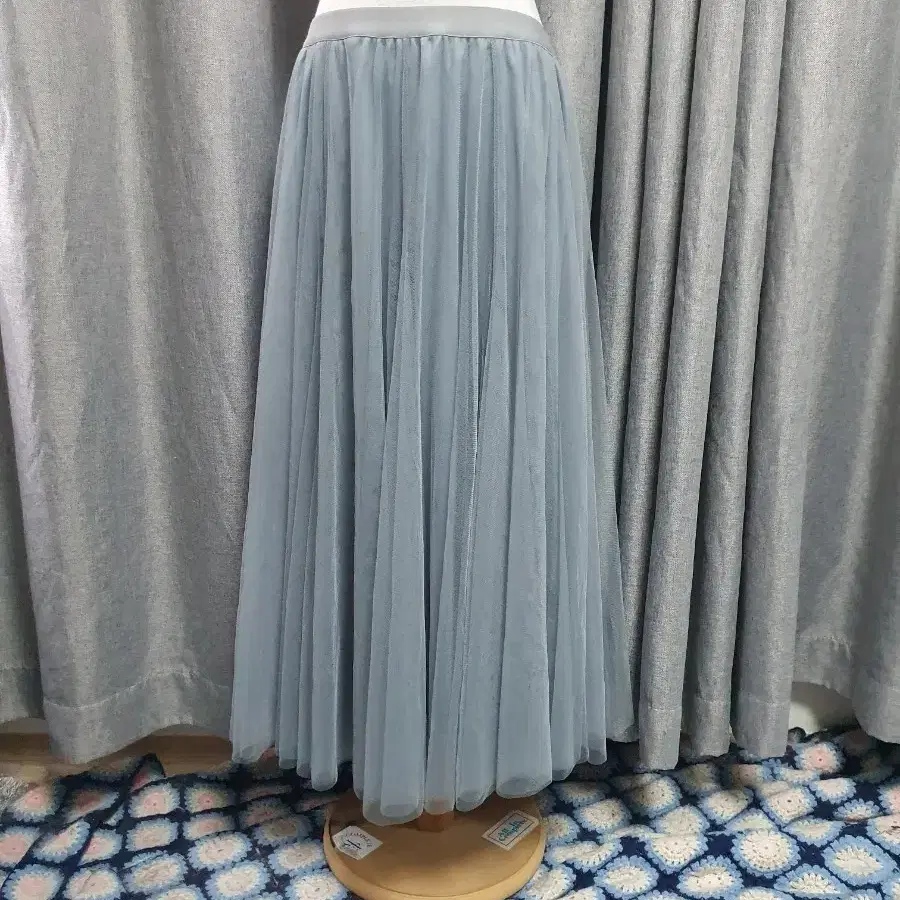 88 블루 밴딩 샤 롱스커트