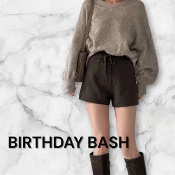 생일 농구화 멜란지 니트 숏팬츠 허리 전체 밴딩 브라운