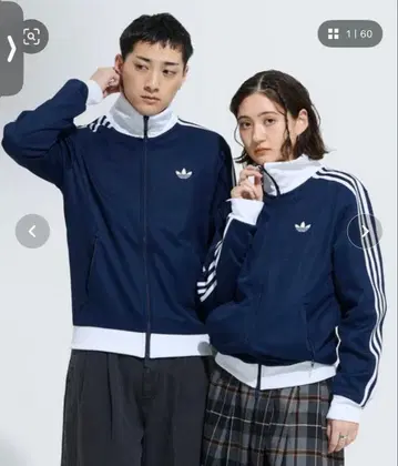 [ 택 포함 ] adidas 트랙 자켓 네이비 화이트