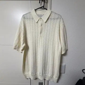 BEAMS 피케 셔츠 시스루 니트 화이트 리브 포함 시스루