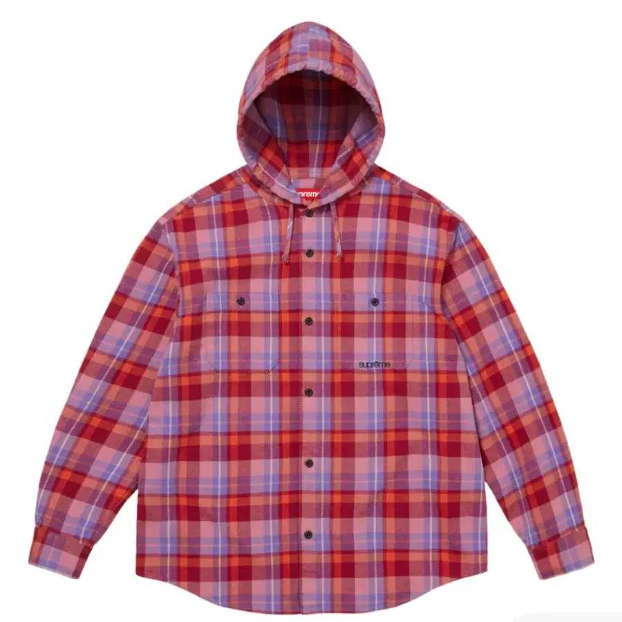 정품 s,M,L,XL 슈프림 후드 플란넬 셔츠 핑크 - 26SS 자켓 아우터