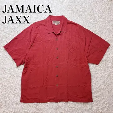 JAMAICA JAXX 실크 100% 직조 패턴 반팔 셔츠 오픈 카라 XL