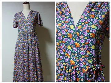 빈티지 구제 의류 꽃무늬 카슈쿨 롱 원피스 레트로