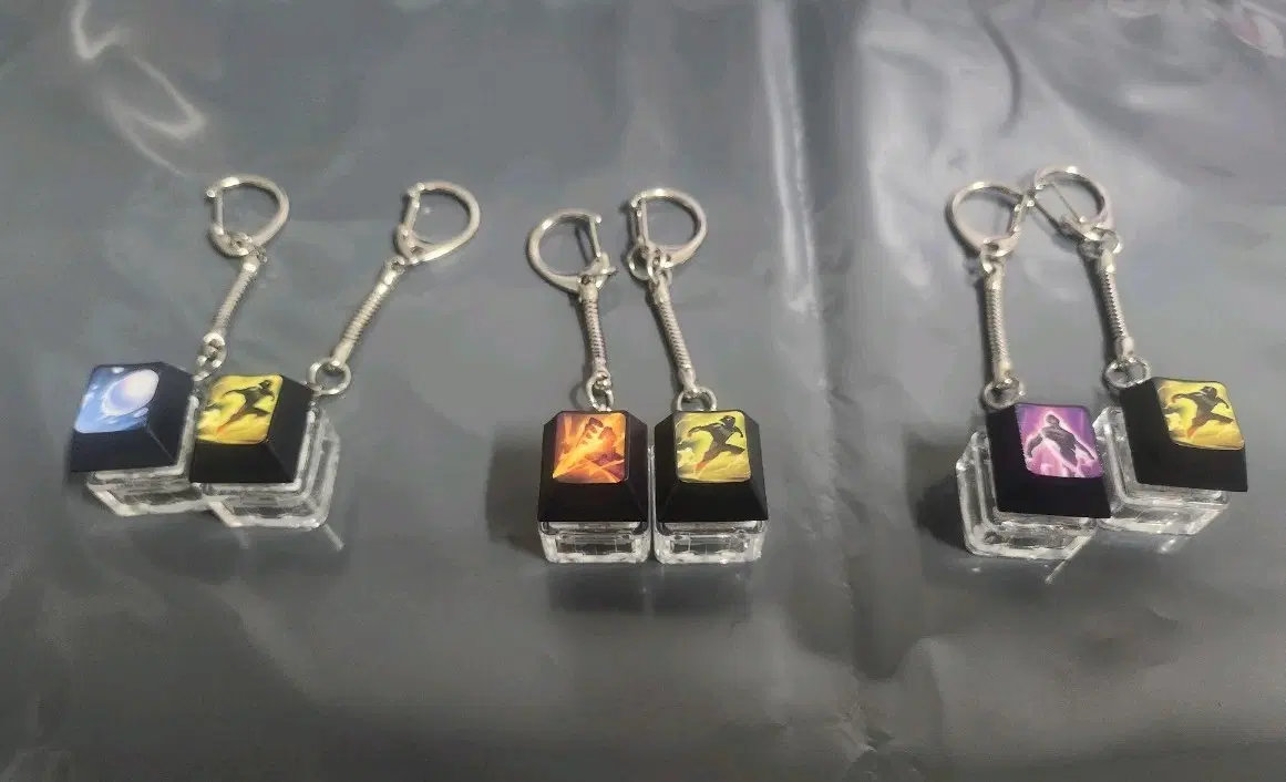 롤 키캡 키링 세트(눈덩이+점멸,강타+점멸,텔포+점멸)