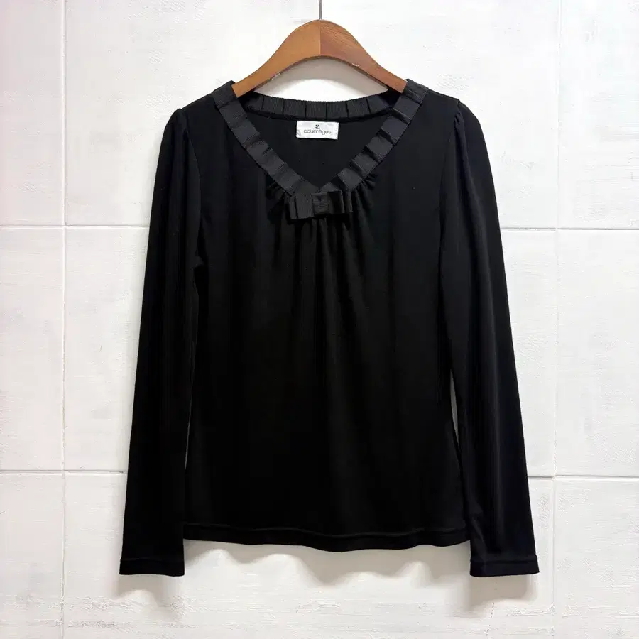courreges 꾸레쥬 블랙 리본 롱 슬리브 38 JPN