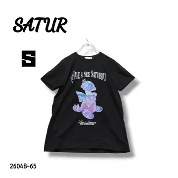 인기 SATUR 그래픽 반팔 티셔츠 블랙 여성용 S