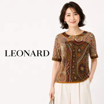 새상품급 LEONARD 레오나르 올 패턴 꽃무늬 반팔 상의 일본제 여성용