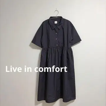 리브인컴포트 발수 원피스 LP 작은 키용 네이비 미사용