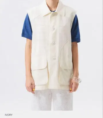 BEAMS BOY 헌팅 슬리브리스 셔츠 ivory