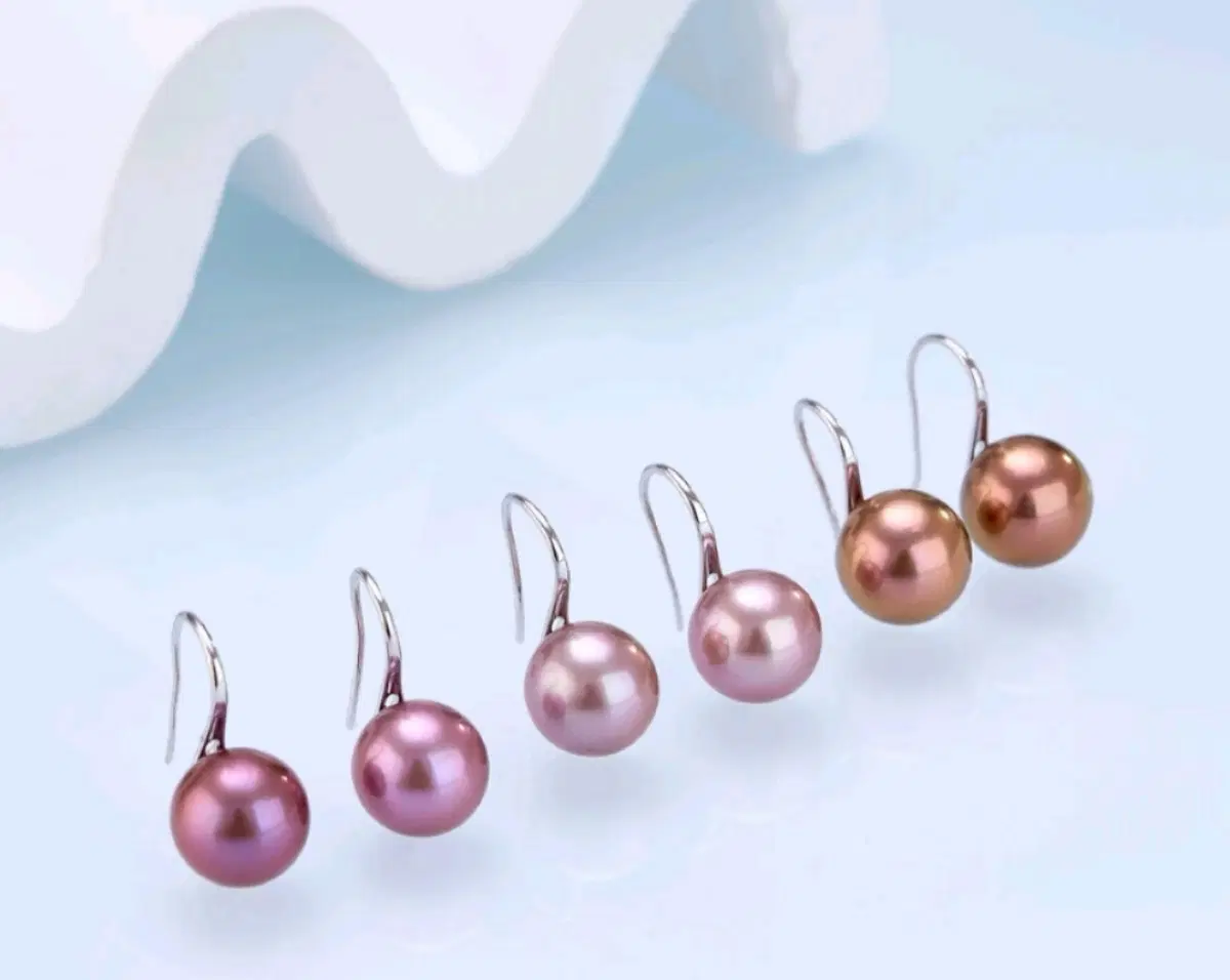 진주 귀걸이 핑크 천연담수 11-12mm