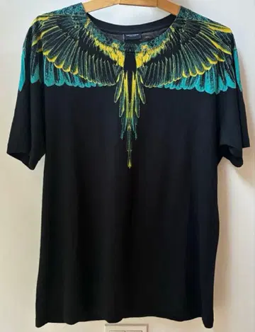 MARCELO BURLON 페더 프린트 Tee 블랙 XS