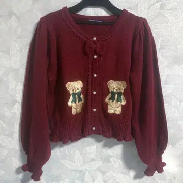 [ 새상품급 ] axes femme kawaii 베어 자수 니트 가디건 M
