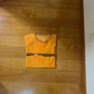 프린트 T셔츠 오렌지 래글런