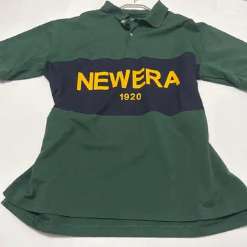 NEW ERA 로고 프린트 피케 셔츠 그린