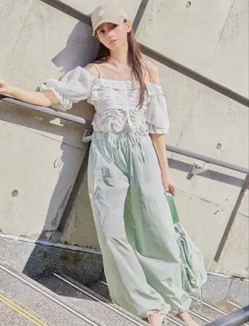 SNIDEL 샤카 와이드 팬츠 민트 새상품급 스나이델