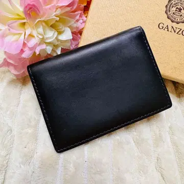 GANZO 간조 명함지갑 카드 케이스 블랙 천연 가죽 박스 포함