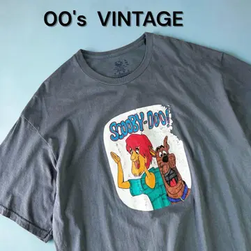 00s 빈티지 SCOOBY-DOO! 프린트 티셔츠 캐릭터 티 Y2K 구제 의류 애니메이션