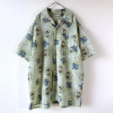 STEVENSON 풍신뇌신 2XL 일본풍 패턴 빈티지 셔츠