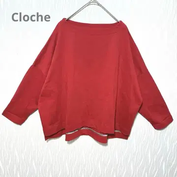 Cloche 크로셰 일본제 보트넥 티셔츠 7부 소매 레드 M