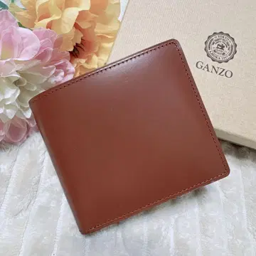 [박스 포함 새상품급] GANZO 간조 이단 접이식 지갑 브라운 천연 가죽 일본제