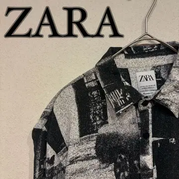 ZARA 자라 올 패턴 디자인 무늬 레이온 셔츠 블랙