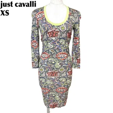 [새상품급] just cavalli 긴팔 원피스 타이트 XS 네이비 보타니컬