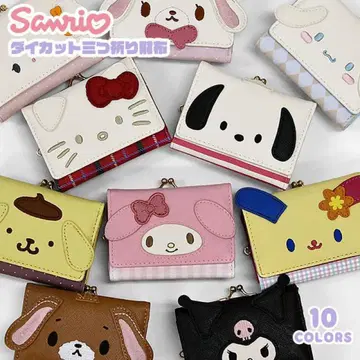 Hello Kitty 다이컷 3단 폴더형 지갑 체크