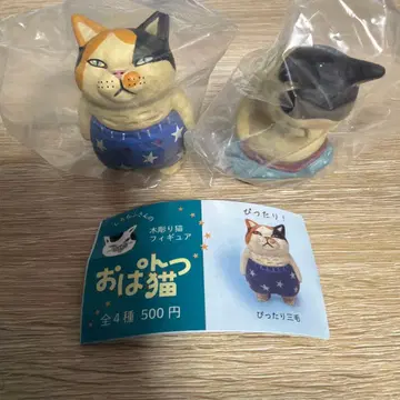 [ 오빤츠고양이 ] 시로모후 씨 목조각 고양이 피규어 2체