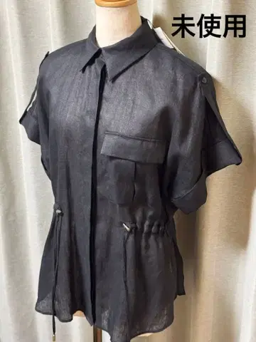 ZARA XS. 린넨 셔츠 사파리 셔츠 블랙