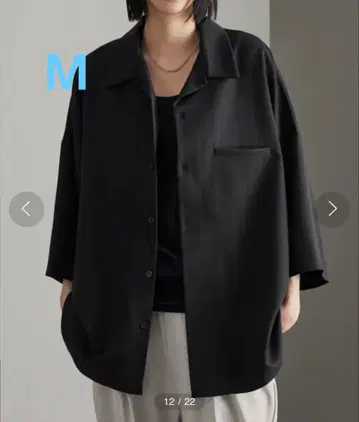 cussil TR 스트레치 루즈 실루엣 2way 오픈 카라 셔츠