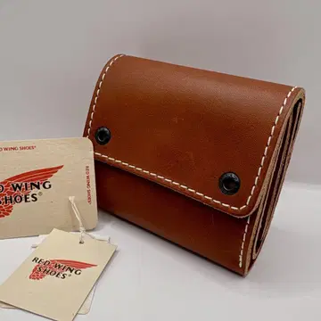 미사용 하자품 Red Wing 3단 폴더형 지갑 라이더스 가죽 홍차