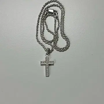 ITALY 실버 925 로프 체인 40cm 크로스 펜던트