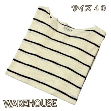 WAREHOUSE 웨어하우스 보더T셔츠 40 화이트 x 블랙