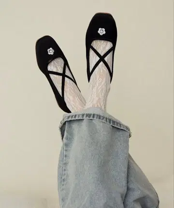 MARY QUANT x PUBLUX/마리콴트 자수 새틴 발레 슈즈