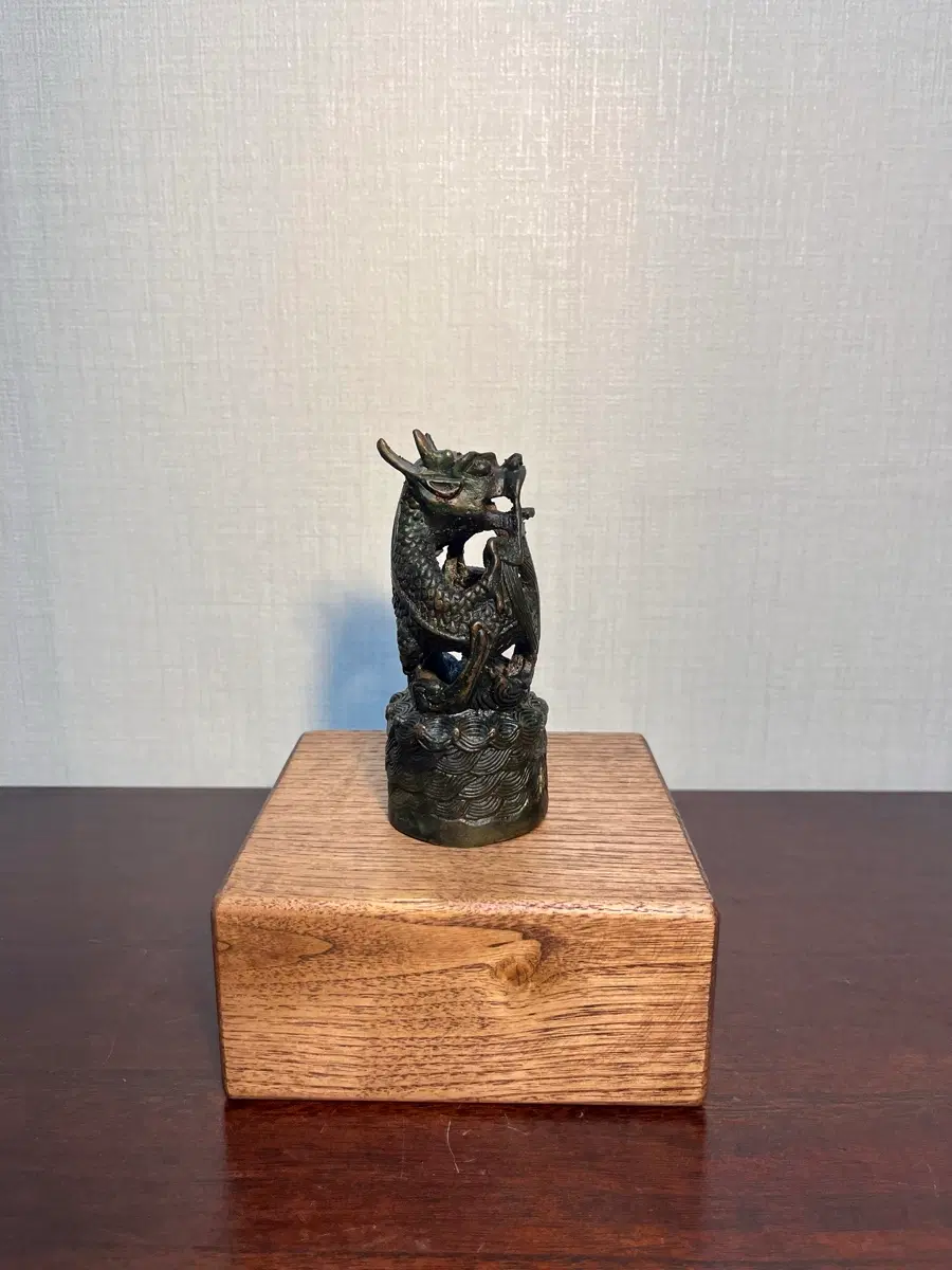 중국 청동 용뉴 조각 인장(13cm)