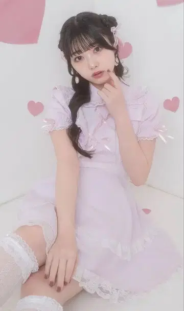 허니 시나몬 배색 레이스 파스텔 컬러 원피스 핑크