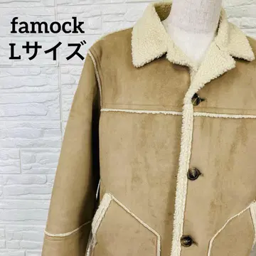 famock 여성용 페이크 무스탕 코트 베이지